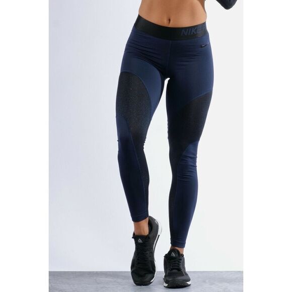 Nike Pro Warm Colorblocked Metallic Ankle Tights - Picture 1 of 8